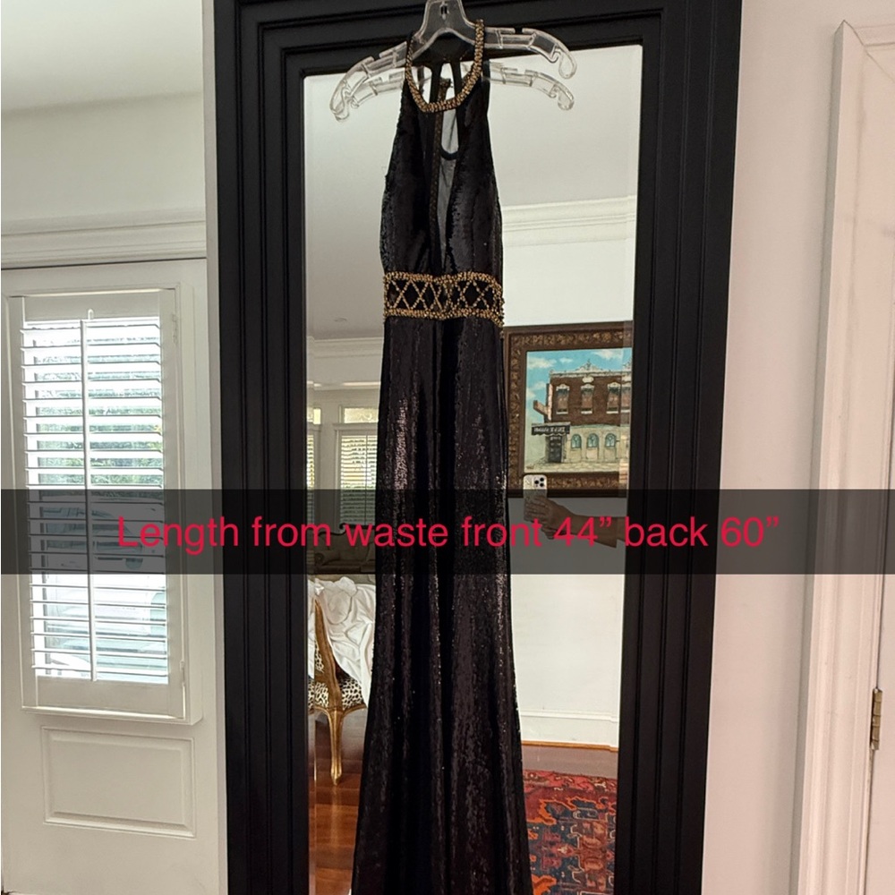 Vienna Prom Black and Gold Backless Dress